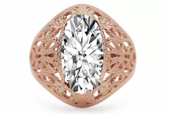 Anillo Circón Oro rosa antiguo original de 14k Vintage vrc074r